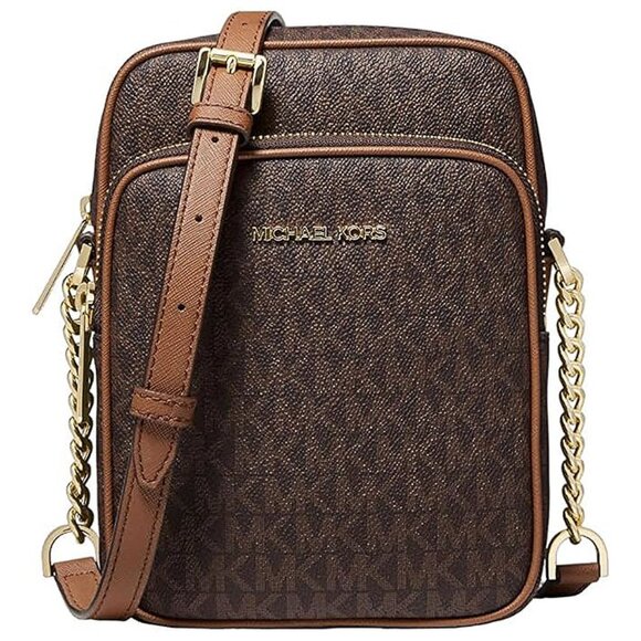 Handbags - Jet Set Travel Signature PVC Medium Logo Chain Crossbody Flight Bag Brown
